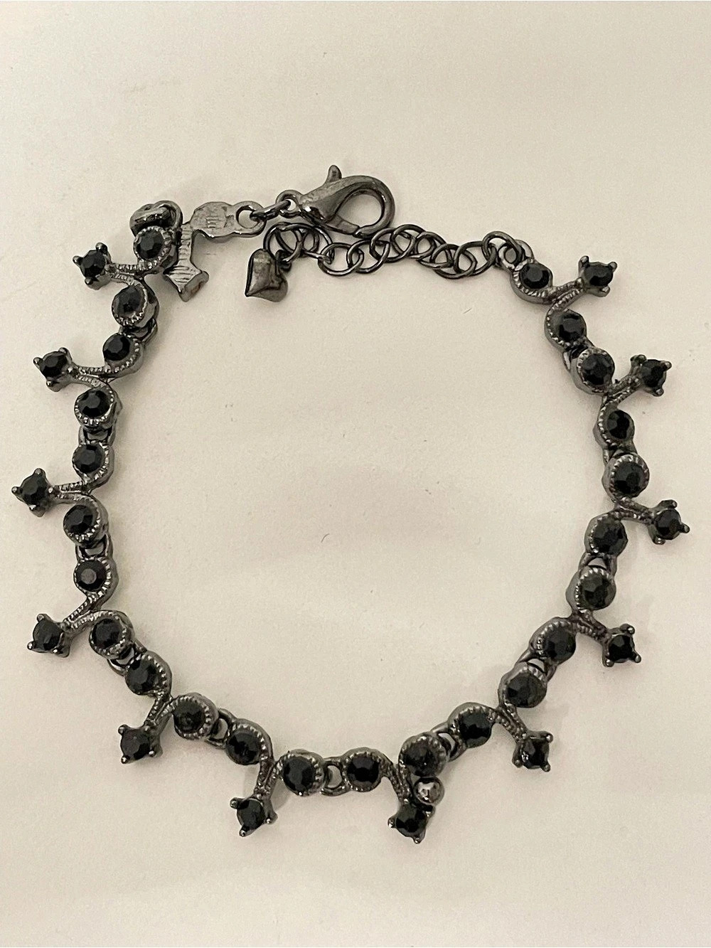 NWOT Black Crystal Charm Bracelet